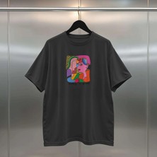Buzagi Abstract Dijital Baskı Siyah Beyaz Unisex Oversize Tişört