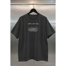 Buzagi Feel Like This Dijital Baskı Siyah Beyaz Unisex Oversize Tişört
