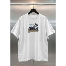 Buzagi Organik Pamuk Dijital Baskılı Oversize Beyaz Tişört