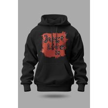 Buzagi Just Live It Oversize Kapüşonlu Unisex Şardonlu Sweatshirt