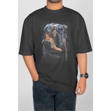 Buzagi Calavera Dijital Baskı Oversize Unisex Tişört