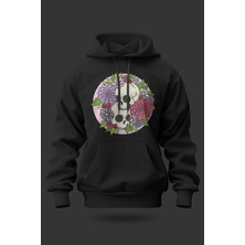Buzagi Blossom Skull Oversize Kapüşonlu Unisex Şardonlu Sweatshirt