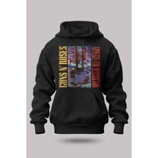 Buzagi Guns'n Roses Oversize Kapüşonlu Unisex Şardonlu Sweatshirt