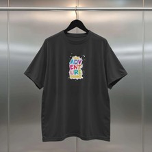 Buzagi Adventure Dijital Baskılı Oversize Siyah Tişört