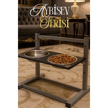 Reyo Ok-Ay Store Aybisev Büyük ve Orta Boy Köpekler Için Ayarlanabilir 3 Yükseklikli Paslanmaz Çelik Mama ve Su Kabı Standı Gri-Siyah