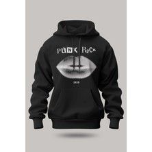 Buzagi Punk Rock Oversize Kapüşonlu Unisex Şardonlu Sweatshirt