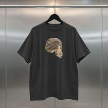 Buzagi Skull Neon Oversize Dijital Baskılı Siyah Tişört