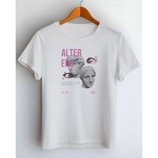 Buzagi Alter Ego Dijital Baskı Regular Kalıp Beyaz Unisex Tişört