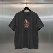 Buzagi Pray Hard Dijital Baskı Oversize Unisex Siyah T-Shirt