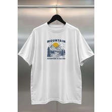 Buzagi Organik Pamuk Dijital Baskılı Oversize Beyaz Tişört