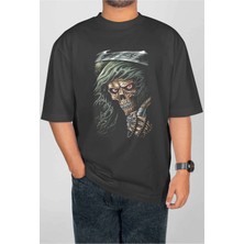 Buzagi Calavera Dijital Baskı Oversize Unisex Tişört