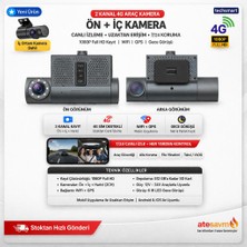 Techsmart Dahili 2 Kameralı 4g + H265 Mobil Araç Kamera TCH-BK6MZH-2CH-4G