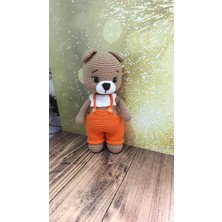 Masal Gurumi Amigurumi Organik Oyuncak Tulumlu Ayıcık Uyku Arkadaşı Oyun Arkadaşı