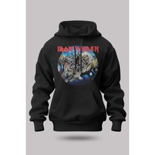 Buzagi Iron Maiden Oversize Kapüşonlu Unisex Şardonlu Sweatshirt