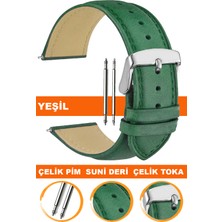  10mm-12mm-14mm-16mm-18mm-20mm-22mm-24mm-26mm saatlerle uyumlu klasik model deri saat kordonu kayışı al11db-yesıl