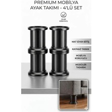 Viva 8 cm Siyah Jumbo Mobilya Ayağı - Metalik Görünümlü Koltuk ve Kanepe Ayağı (4'lü Paket)