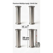 Viva 20 cm Gümüş Jumbo Mobilya Ayağı - Koltuk, Kanepe ve Baza Uyumludur (4'lü Set)