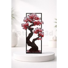 Modern Zen Bahçesi Bonsai Figürlü Hediyelik Kitap Ayracı, 15CM Minimalist Ayraç - Kırmızı