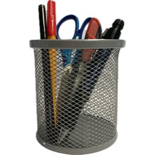 Bafix Kalemlik Metal Perforeli Silindir Silver Bfx-Mmk802G