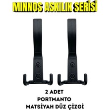 Viva Portmanto Siyah Düz Çizgi Askı - Şık Antre ve Bornoz Askılığı 2 Adet