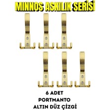 Viva Düz Çizgi Serisi Altın Sarısı Lüks Portmanto Askısı - Gold Duvar Askılığı 6 Adet