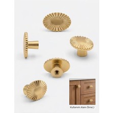 Viva Retro Işıltı Serisi Altın Renk Tekli Kulp - Dekoratif Oval Çekmece Kulbu