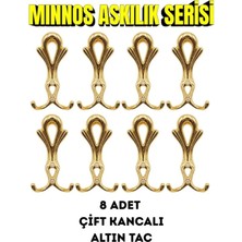 Viva Tac Serisi Altın Sarısı Çift Kancalı Portmanto Askısı - Gold Duvar Askılığı 8 Adet