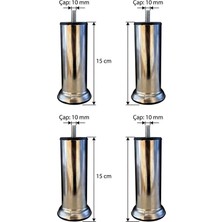 Viva 4(Adet) Lü 15 cm Krom Mobilya Ayağı - 10 mm (M10) Vidalı Koltuk ve Sehpa Ayağı