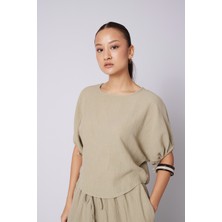 Nisan Triko Kabarık Kollu Pamuklu Bluz