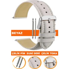  10mm-12mm-14mm-16mm-18mm-20mm-22mm-24mm-26mm saatlerle uyumlu klasik model deri saat kordonu kayışı al11db-beyaz