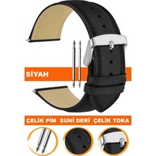  10mm-12mm-14mm-16mm-18mm-20mm-22mm-24mm-26mm saatlerle uyumlu klasik model deri saat kordonu kayışı al11db-sıyah