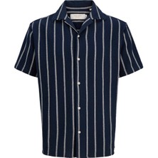 Jack & Jones Jorcoba Strıpe Resort Lacivert Erkek Gömlek 12271060
