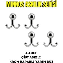 Viva Yarım Düz Serisi Parlak Krom Çiftli Portmanto Askısı - Kapaklı Gizli Vidalı