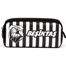 Beşiktaş Lisanslı Çubuklu Kalemlik - Karakartal Logolu Çift Bölmeli Su Itici Kalem Çantası
