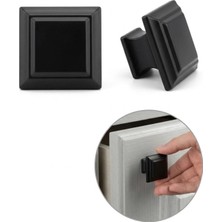 Viva Mat Siyah Kare Düğme Kulp - Modern Tasarım Mobilya Kulbu (8 Adet)