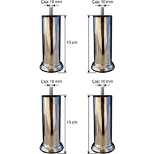Viva 8(Adet) Li 15 cm Krom Mobilya Ayağı - 10 mm (M10) Vidalı Koltuk ve Sehpa Ayağı