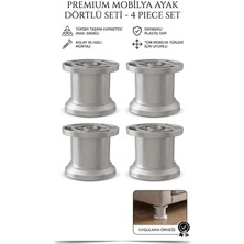 Viva 6 cm Gri Jumbo Mobilya Ayağı - Metalik Görünümlü Koltuk ve Kanepe Ayağı (4'lü Paket)