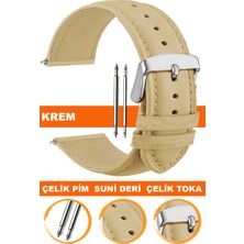  10mm-12mm-14mm-16mm-18mm-20mm-22mm-24mm-26mm saatlerle uyumlu klasik model deri saat kordonu kayışı al11db-krem