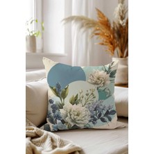 Queen Jera Çift Tarafı Baskılı Dekoratif Kırlent Kılıfı 43 x 43 Modern Pastel Çiçek Desenli Salon Yastığı