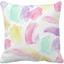 Queen Jera Pastel Renkli Soyut Desenli Dekoratif Kırlent Kılıfı 43 x 43 - Çift Taraflı Trend Ev Tekstili
