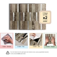 3D Kendinden Yapışkanlı Metal Kompozit Duvar Karosu 30 cm x 30 cm (2 Adet - 0,18 M²)