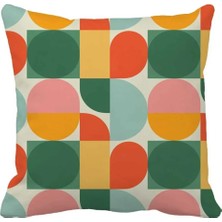 Queen Jera Geometrik Desenli Dekoratif Kırlent Kılıfı – Renkli Modern Tasarım 43 x 43 cm Süet
