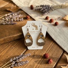 Koçak Takı Ahşap Küpe Modern Özgün Minimalist Takı Model No 266