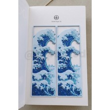 (2'li Paket) Modern Japon Sanatı Mavi Okyanus Dalgaları Hediyelik Kitap Ayracı - 15CM