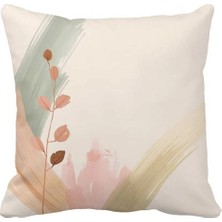 Queen Jera Minimalist Yaprak Desenli Boho Stil Pastel Ton Kırlent Kılıfı - Çift Taraflı 43 x 43 cm