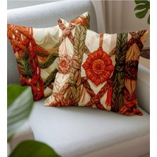 Queen Jera Bohem Tarzı Makrome Görünümlü Modern 2'li Dekoratif Kırlent Kılıfı 43 x 43 cm Süet