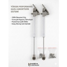 Viva 100N Gazlı Frenli Piston - Mutfak Dolabı ve Mobilya Kapak Amortisörü (2'li Paket)