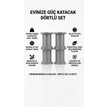 Viva 8 cm Gri Jumbo Mobilya Ayağı - Metalik Görünümlü Koltuk ve Kanepe Ayağı (4'lü Paket)
