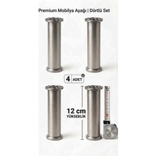 Viva 12 cm Gümüş Jumbo Mobilya Ayağı - Koltuk, Kanepe ve Baza Uyumludur (4'lü Set)