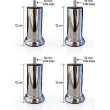 Viva 10(Adet) Lu 12 cm Krom Mobilya Ayağı - 10 mm (M10) Vidalı Koltuk ve Sehpa Ayağı